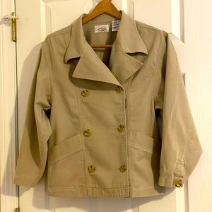 Bugle Boy Chino Wear jacket! Double breasted w/pockets & lapeled neckline. Sz S.